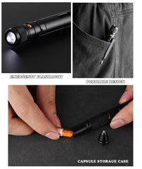 Multi Function Self Defense Tactical Pen Flashlight Case