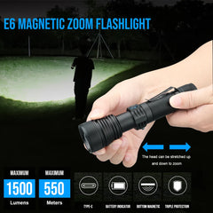 Zoomable LED Flashlight 1500Lumens  Long Range Torch