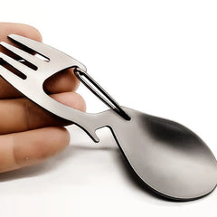Multi functional pure titanium dual-use fork spoon