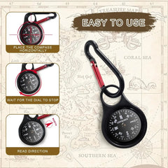 Upgraded Waterproof Compass Keychain Zinc Alloy Camping