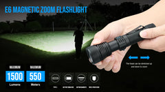 Zoomable LED Flashlight 1500Lumens  Long Range Torch