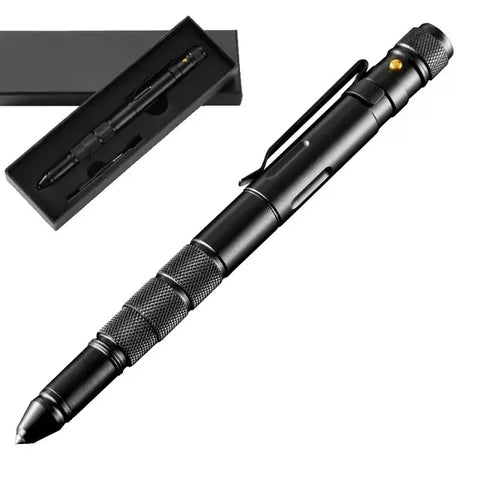 Multi Function Self Defense Tactical Pen Flashlight Case