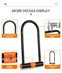 Carbon Steel Bike U Lock Anti-Theft Secure Lock