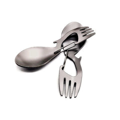 Multi functional pure titanium dual-use fork spoon