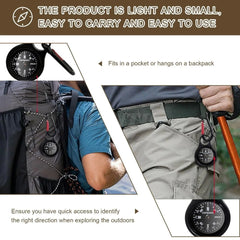Upgraded Waterproof Compass Keychain Zinc Alloy Camping