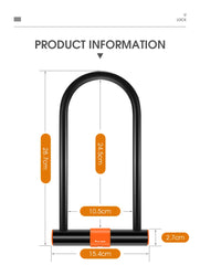 Carbon Steel Bike U Lock Anti-Theft Secure Lock
