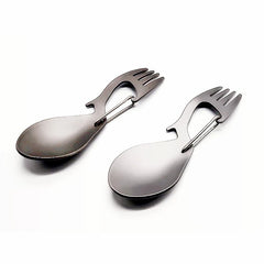 Multi functional pure titanium dual-use fork spoon