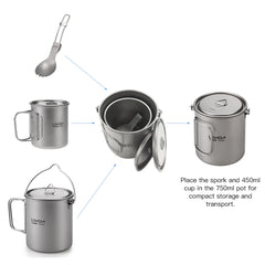 Lixada Titanium Cup Pot Ultralight Portable Cup