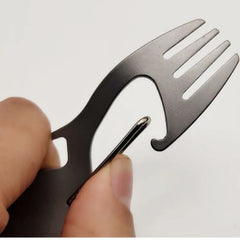 Multi functional pure titanium dual-use fork spoon