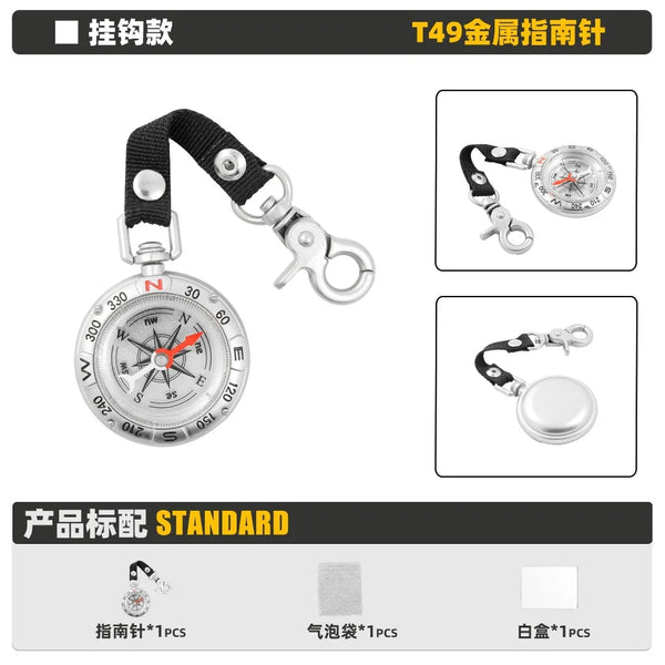 Waterproof Zinc Alloy Compass Keychain  Camping Essentials