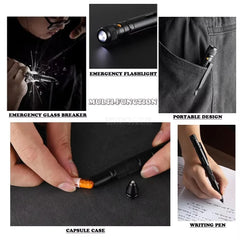 Multi Function Self Defense Tactical Pen Flashlight Case